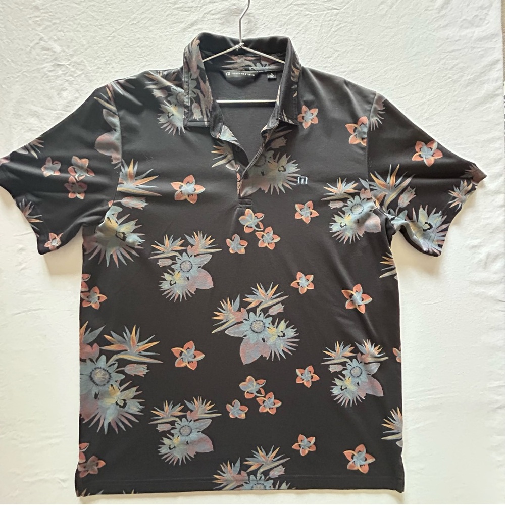 TravisMathew Floral Print Golf Polo Shirt Mens XL